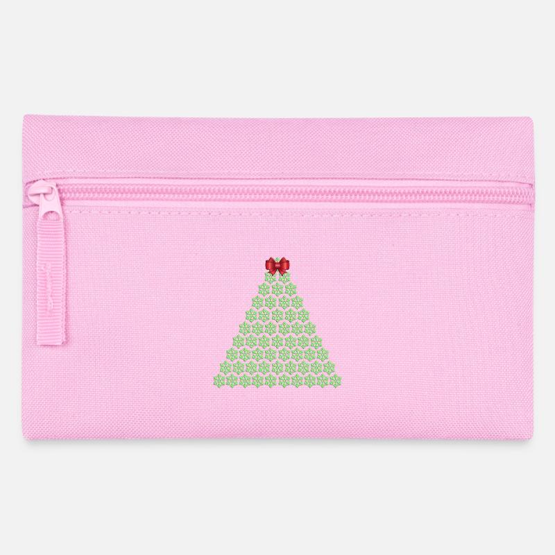 Snowflake Christmas tree with bow - Pencil Case - pink