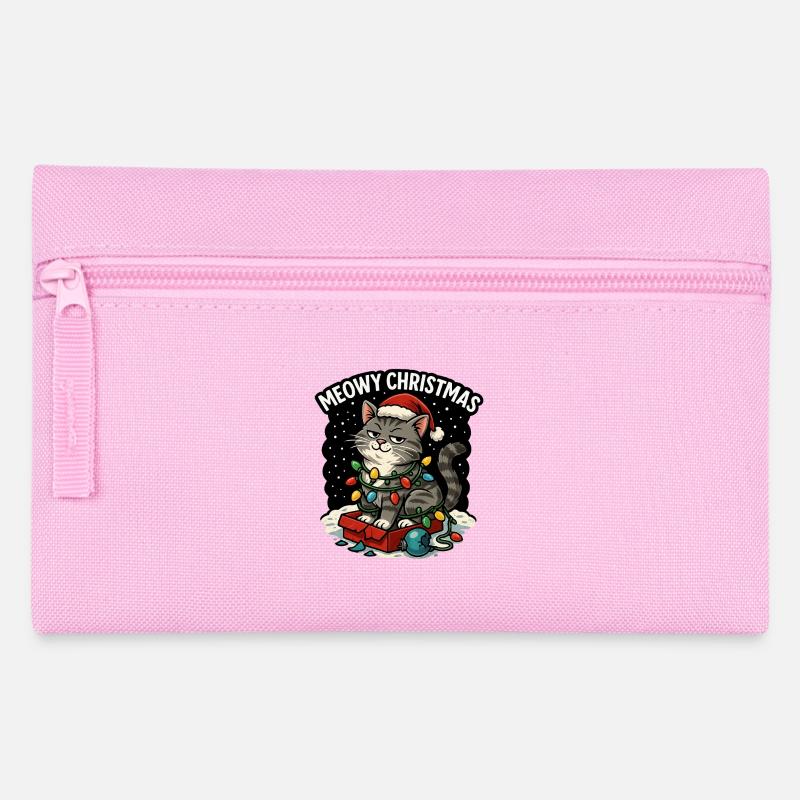 Meowy Christmas Cat - Pencil Case - pink