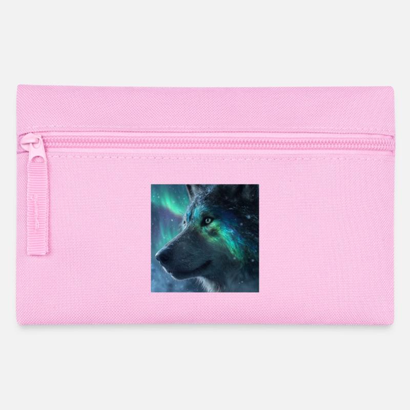 Loup majestueux devant les aurores boréales - Trousse - rose