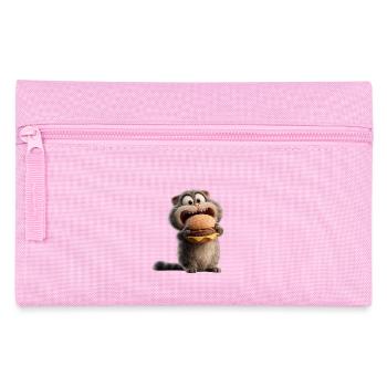 Cat with Burger Hungry Funny Food Bowl Animal - Pencil Case - pink - Front