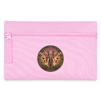 Elephant portrait in a circle of flowers - Pencil Case - pink - Front