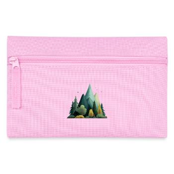 Mountain & Forest – Outdoor Nature Pattern - Pencil Case - pink - Front