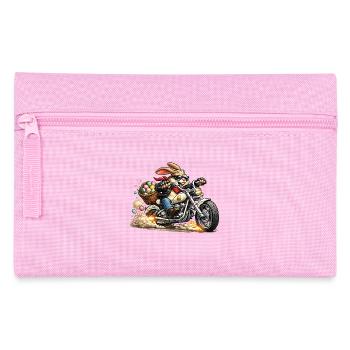 Easter bunny on motorcycle - Pencil Case - pink - Front