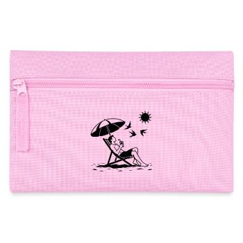 Relaxing in a deck chair on the beach - Pencil Case - pink - Front