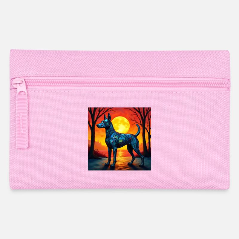 Moonlit Night Polygon Wolf - Pencil Case - pink
