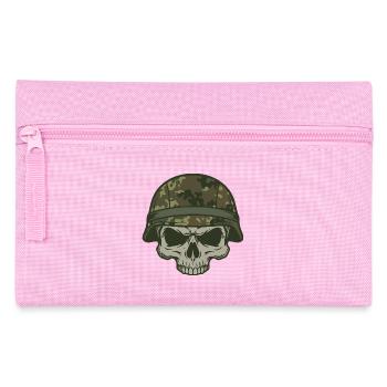 Schädel Flecktarn Camouflage Helm oliv grün Motiv - Federtasche - Rosa - Vorne