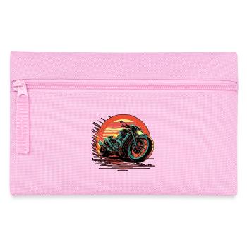 Sport moto in blue tones driving fast on a sunset - Pencil Case - pink - Front