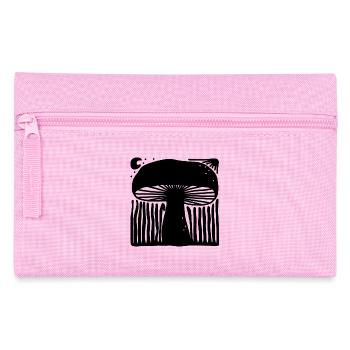 Mystical Celestial Mushroom Linocut Illustration - Pencil Case - pink - Front