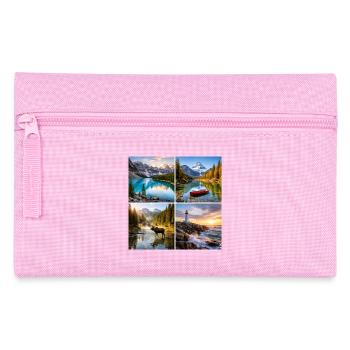Alpine Natur-Landschaften Collage - Federtasche - Rosa - Vorne