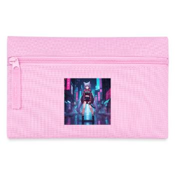 Coureur de chat néon dans la ville cybernétique - Trousse - rose - Devant