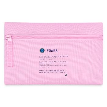 Power Knopf Abbildung mit Lustige Inschrift - Federtasche - Rosa - Vorne