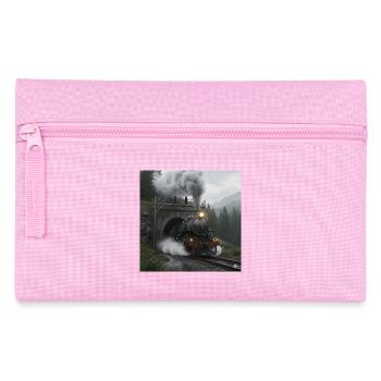 Dampfzug durch den Wald am Tunnel - Federtasche - Rosa - Vorne