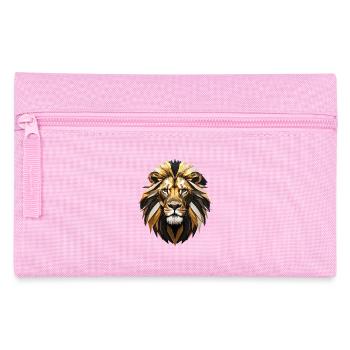 Tête de lion géométrique dans les tons dorés - Trousse - rose - Devant