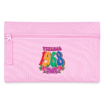 Retro Flower 1968, 54 Years Old 54th Birthday Gift - Pencil Case - pink - Front