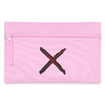 Red X - St. Andrew's Cross Grunge Style red on black - Pencil Case - pink - Front