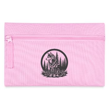 Waldwolf Silhouette im Kreis - Federtasche - Rosa - Vorne