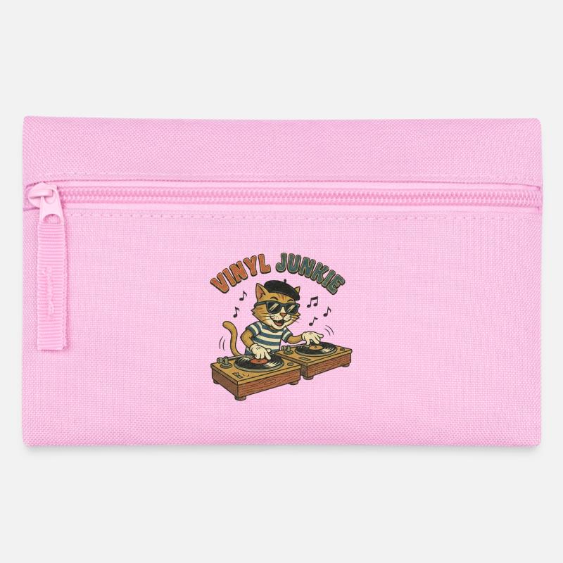 Vinyl Junkie – Retro Comic DJ Katze Vintage - Federtasche - Rosa