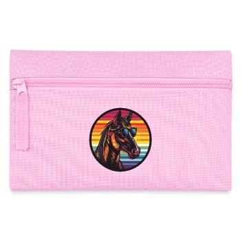 Pferd Pony mit Sonnenbrille - Federtasche - Rosa - Vorne