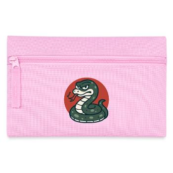 Cartoon Snake in Red Circle - Pencil Case - pink - Front