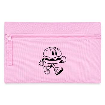 Funny burger running cartoon fast food - Pencil Case - pink - Front
