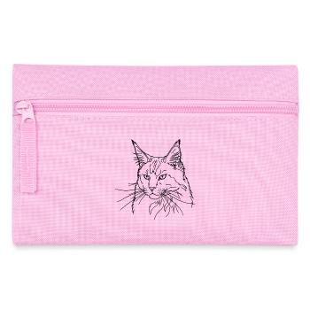 Majestic Maine Coon Minimalist Line Drawing - Federtasche - Rosa - Vorne