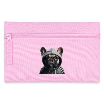 Französische Bulldogge mit Kapuze - Federtasche - Rosa - Vorne