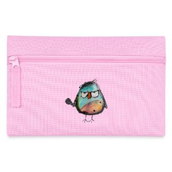 Angry Bird Watercolor Hand Painted Bird Sparrow - Pencil Case - pink - Front