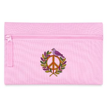 Lebendiger Friedensvogel Blumenkranz - Federtasche - Rosa - Vorne