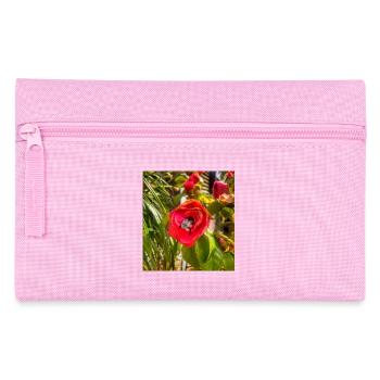 Pink rose and bee in sunny garden - Pencil Case - pink - Front