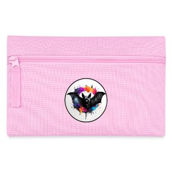 Bat in watercolor technique in circular area - Pencil Case - pink - Front