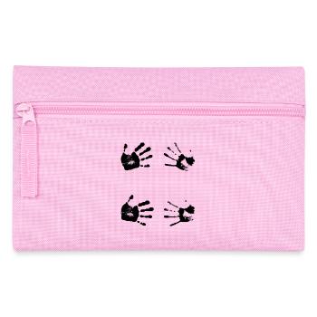 Schwarze Handabdrücke. Geschenk - Federtasche - Rosa - Vorne