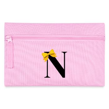 Lettre n nœud jaune - Trousse - rose - Devant