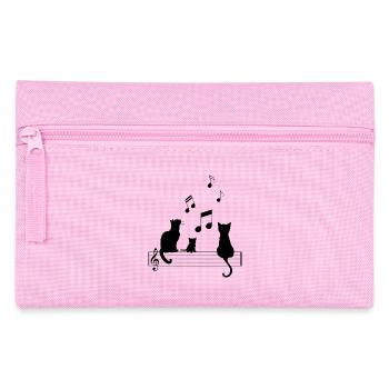 T Shirt Katze Musik Lustige Notiz Noten - Federtasche - Rosa - Vorne