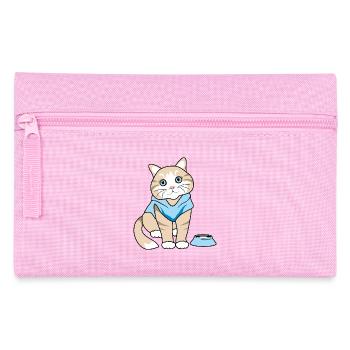 Süße Katze mit Napf - Federtasche - Rosa - Vorne