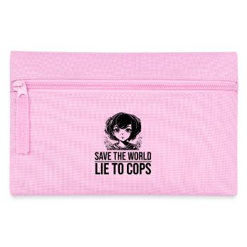 save the world lie to cops - Federtasche - Rosa - Vorne