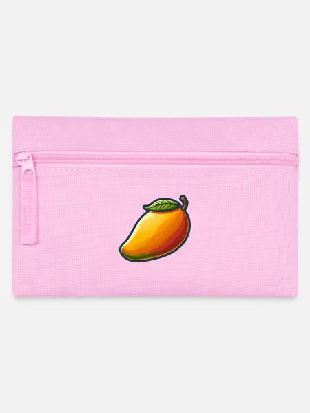 Bunte Mango mit grünem Blatt - Federtasche - Rosa