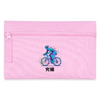 Neon Glitch Cyclist - Pencil Case - pink - Front