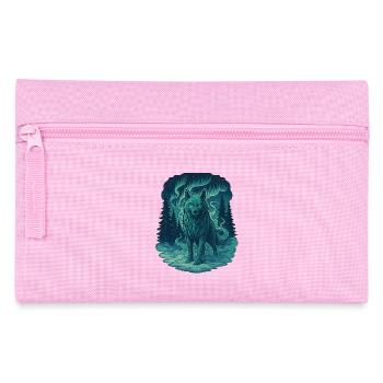 Northern Lights Wolf in the Forest - Pencil Case - pink - Front