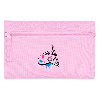 Paint brush, color and painter's palette - Pencil Case - pink - Front