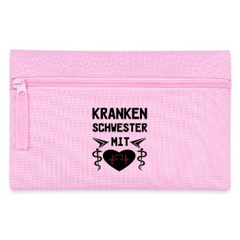 Krankenschwester mit Herz Medizin Geschenk - Federtasche - Rosa - Vorne