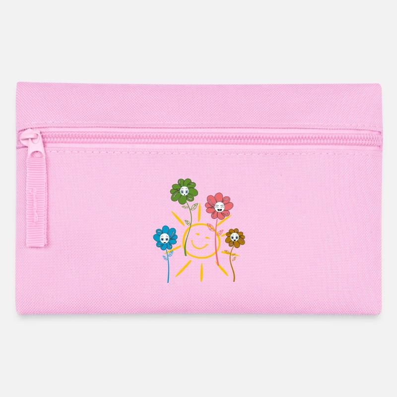Sonne mit Blumen Frühling - Federtasche - Rosa