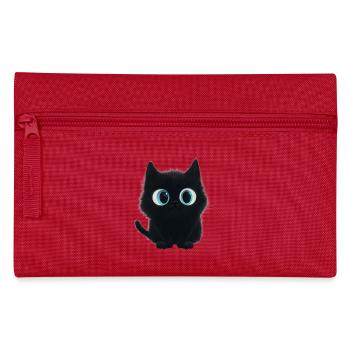 Charming Black Cat with Big Blue Eyes - Pencil Case - red - Front