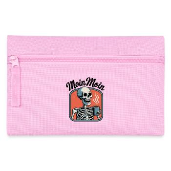 Moin Moin Kaffeetrinkendes Skelett - Federtasche - Rosa - Vorne