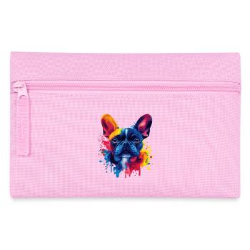 Psychedelic Bulldog with vibrant colors - Pencil Case - pink - Front