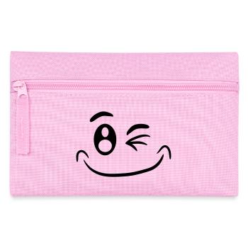 Comic Gesicht Lustig Smiley Zwinkern - Federtasche - Rosa - Vorne
