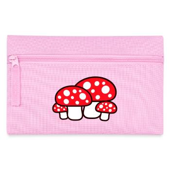 Many Mushrooms Red Dots Pattern Toadstool Fungus - Pencil Case - pink - Front