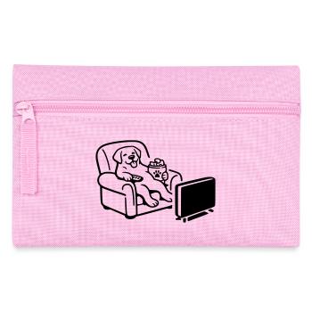 Dog Dog Chill Mode Chips Food TV TV - Pencil Case - pink - Front