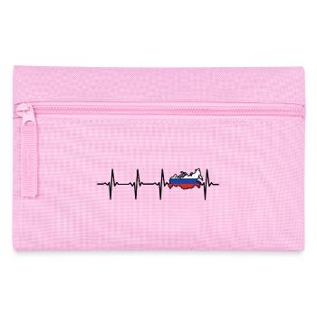 Heartbeat Russia Map Gift for Russians - Pencil Case - pink - Front