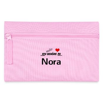 Partner Partnerlook Pärchen Motiv mit Namen Nora - Federtasche - Rosa - Vorne