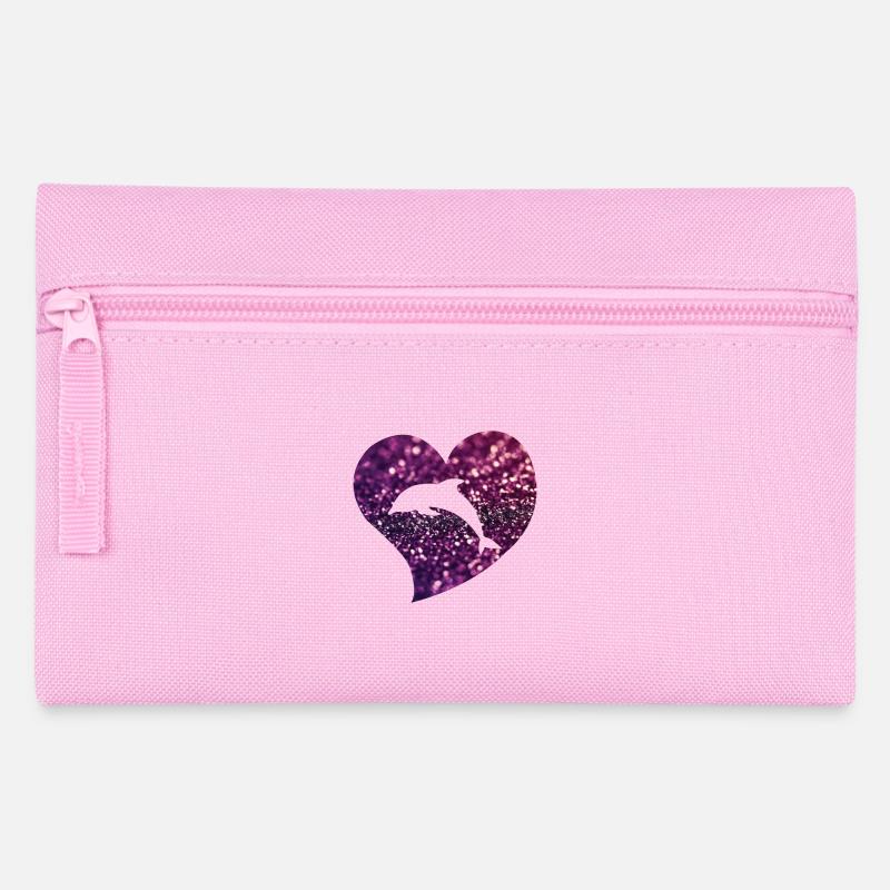 Delfin Herz - Federtasche - Rosa